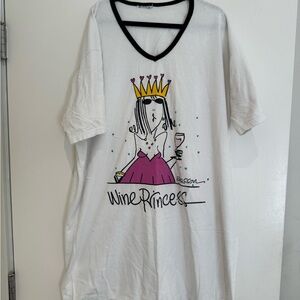 Woman's T Shirt Sleep Shirt VTG Emerson 100% Cotton. One size. “Wine Princess”